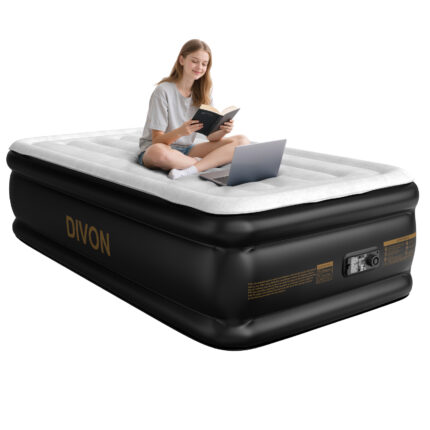 Divon Twin Air Mattress,Thicken 18"Raised Blow Up Mattress,Single 2-Mins Inflatable Mattress With Storage Bag For Adults